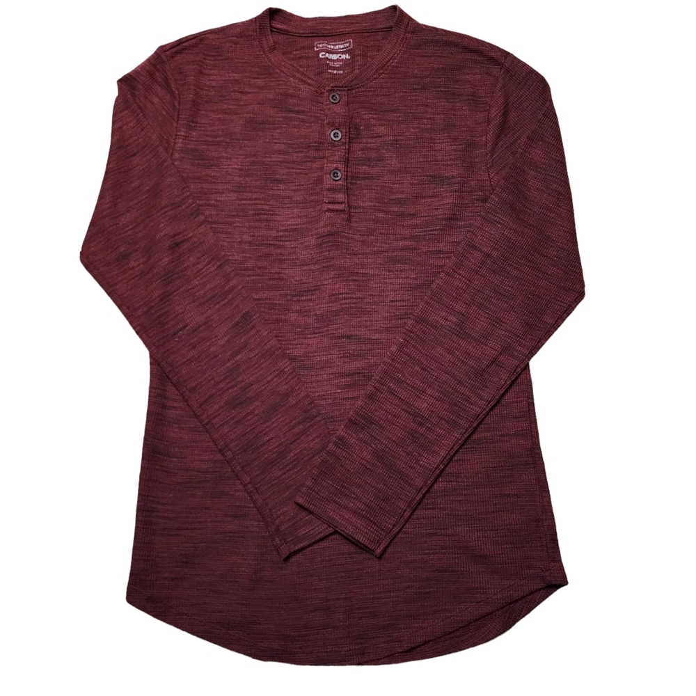 Men's Carbon Longer Length Henley Shirt Sz M